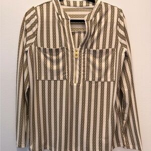 Michael Kors Beige and Brown Striped Blouse